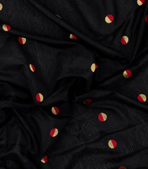 Black Handloom Maheswari Silk Cotton Saree With Buttas-SC4158