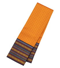 Orange Handloom Korvai Kanchipuram Silk Saree With Silk Checks-KA15853
