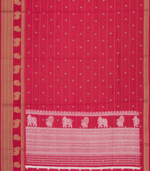 Red Printed Art Dola Silk Saree With Stripes & Printed Pallu-BL5766