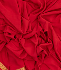 Red Woven Mysore Crepe Pure Zari Silk Saree With Floral Zari Border-MS3139