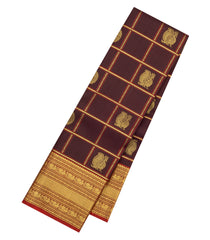 Maroon Handloom Kanchipuram Silk Saree With Zari Checks & Buttas-KA15872
