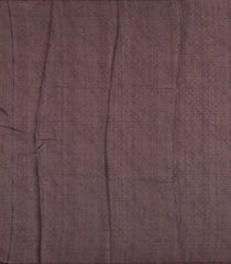 Dark Brown Printed Synthetic Tussar With Contrast Zari Border-SY0281