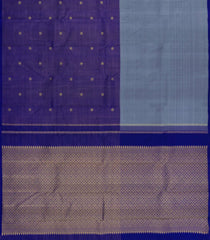 Grey & Purple Handloom Kanchipuram Silk Saree With Checks & Buttas-KA15141