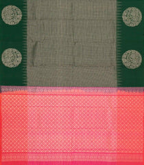 Dark Green Handloom Soft Silk Saree With Zari Stripes-SO4661
