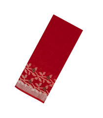 Crimson Printed Synthetics Linen Saree With Floral Motifs-BL5236