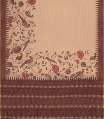 Light Peach Printed Synthetic Linen Saree with Jhalar-BL5347