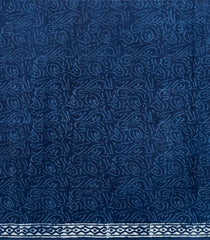 Indigo Printed Jaipur Cotton Saree With Floral Motifs-JC1447