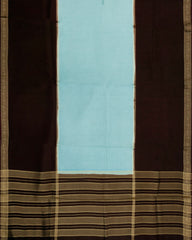 Turquoise Woven Blended Viscose Saree With Contrast Border-BL5593