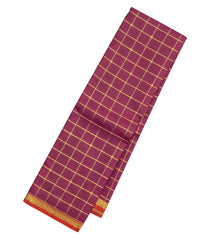 Magenta Handloom Kanchipuram Silk Saree With Zari Checks-KA13170