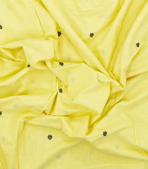 Light Yellow Handwoven Bengal Cotton Saree With Floral Buttas-BG1465