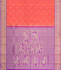 Peach Handloom Shilabalike Silk Saree With Buttas & Contrast Border-KA15880