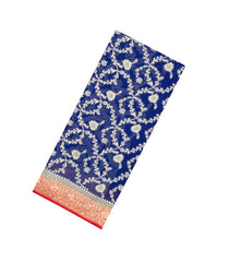 Blue Handloom Banarasi Khaddi Georgette Silk Saree With Contrast Border-BE1795