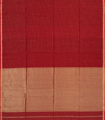 Red Handloom Maheswari Silk Cotton Saree With Zari Checks-SC4132