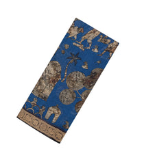 Blue Woven Synthetic Viscose Saree With Printed Village Motifs-BL4847
