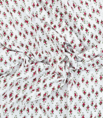 White Printed Jaipur Cotton Saree With Floral Motifs-JC1466