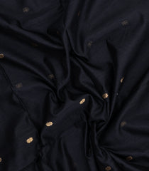 Black Handloom Maheswari Silk Cotton Saree With Floral Buttas & Zari Border-SC4856