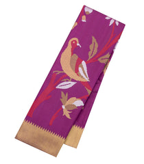 Magenta Handloom Kanchipuram Silk Saree With Meena Motifs-KA15830