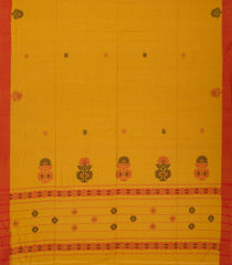 Mustard Handloom Bengal Cotton Saree With Kamalam Buttas-BG1085