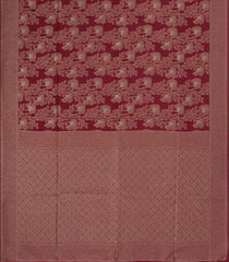 Maroon Woven Art Linen Saree With Floral Motifs-BL5651