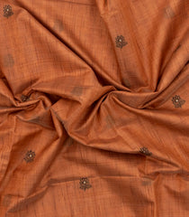 Rust Printed Synthetic Dupion Saree With Floral Motifs-BL6035