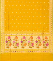 Mustard Handwoven Banarasi Silk Saree With Floral Motifs