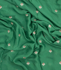 Aquamarine Woven Synthetic Blended Saree With Embroidered Floral Motifs-EN1989