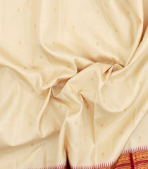 Cream Handloom Korvai Kanchipuram Silk Saree With Buttas-KA15479