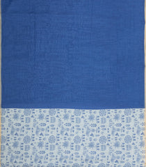 Blue Printed Synthetic Linen Saree With Contrast Pallu-SY0327