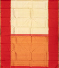 Cream Handloom Korvai Kanchipuram Silk Saree With Kamalam Motifs-KA13205