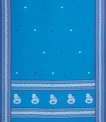 Sky Blue Handwoven Bengal Cotton Saree With Floral Buttas-BG1509