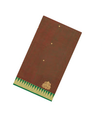 Rust Handloom Silk Cotton Saree With Buttas & Contrast Border-SC4020