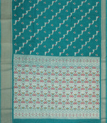 Sea Green Printed Synthetic Dola Silk Saree With Motifs & Zari Stripes-SY0436