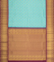 Turquoise Handloom Korvai Kanchipuram Bridal Silk Saree With Zari Motifs-KA16270