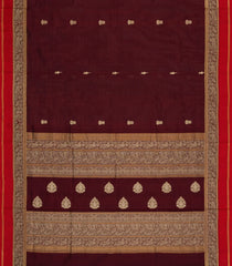 Maroon Handloom Silk Cotton Saree With Buttas-SC4321