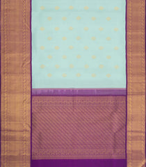 Turquoise Handloom Korvai Kanchipuram Silk Saree With Zari Buttas-KA16373