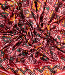 Brown Handloom Blended  Silk Saree With Ikat Motifs & Hand Embroidered Selvage-EN1712