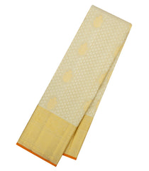 Cream Handloom Kanchipuram Silk Saree With Floral Motifs-KA15676