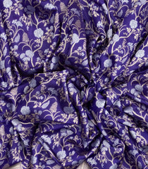 Blue Handloom Organza Satin Soft Silk Saree With Floral Vine Motifs-SO4079
