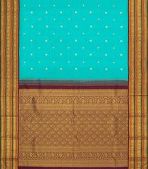 Turquoise Handloom Korvai Kanchipuram Silk Saree With Annam Buttas-KA15728