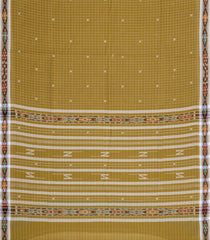 Beige Woven Orissa Cotton Saree With Checks & Buttas-OR0889