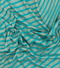 Turquoise Woven Mysore Silk Saree With Diagonal Stripes-MS3439