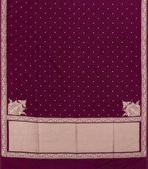 Burgundy Woven Blended Satin Saree With Floral Zari Buttas-BL5998