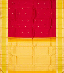 Red Handloom Korvai Kanchipuram Silk Saree With Floral Buttas-KA12954
