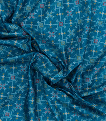 Cyan Woven Art Dupion Saree With Tie & Dye Motifs-BL5897