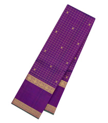 Purple Handloom Kanchipuram Silk Saree With Checks & Buttas-KA15715