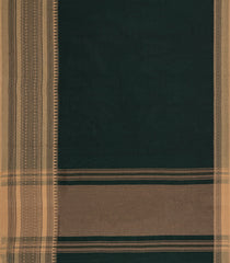 Bottle Green Woven Bengal Cotton Saree With Contrast Border-BG1901