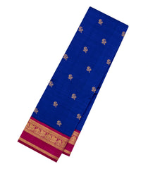 Blue Handloom Korvai Kanchipuram Silk Saree With Mango Buttas-KA14862