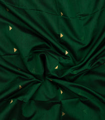 Dark Green Handloom Maheswari Silk Cotton Saree With Buttas & Zari Border-SC4857
