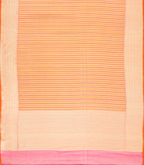 Peach Handloom Organza Soft Silk Saree With Stripes Motifs-SO4126