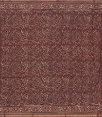 Maroon Handloom Chanderi Cotton Saree With Printed Geometric Motifs-CC1220